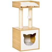 Kratzbaum mit Katzenhöhle 2 weichen Kissen Katzenbaum Katzenbett Sisal von PawHut