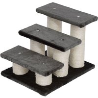 Tiertreppe Katzentreppe 3 Stufen Hundetreppe Treppe für Katze und Hunde Plüsch Dunkelgrau 45 x 35 x 34 cm von PawHut