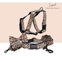 Personalisiertes Graviertes Handgemachtes Braunes Leopard-Hundehalsband Oder Hundehalsband Und Leine, Geschirr-Set, Hundefliege Erhältlich von PawID