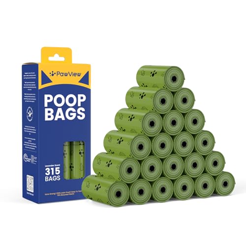 PawView Hundekotbeutel & Katzenkotbeutel, Extra Stark Auslaufsicher Mit Lavendelduft, 120/270/315 Stück, Kottüten für Hunde & Katzen, nachhaltige Pupsäckchen (315 Stück,21 Rollen, Grün) DE von PawView