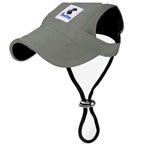 Pawaboo Hunde Baseballmütze, Basecap Verstellbar Sonnenschutz Hut Hundecap mit Ohrlöchern für Welpen Haustier, M, Grau von Pawaboo