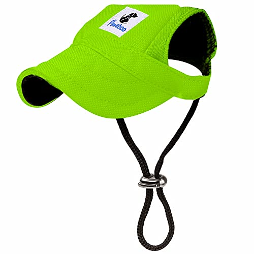 Pawaboo Hunde Baseballmütze, Basecap Verstellbar Sonnenschutz Hut Hundecap mit Ohrlöchern für Welpen Haustier, M, Leuchtendes Grün von Pawaboo