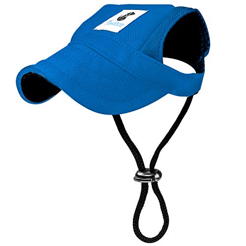 Pawaboo Hunde Baseballmütze, Basecap Verstellbar Sonnenschutz Hut Hundecap mit Ohrlöchern für Welpen Haustier - Groß, Blau von Pawaboo
