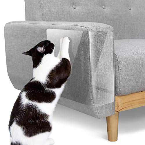 Pawaboo Katze Kratzschutz, 6 Pack Doppelseitig Kratzpads für Katzen mit Selbstklebend Katze Kratzschutzfolie mit 30 Polster Nägel Katze Krallen Guards Pads für Sofa Möbel Tür Kratzschutz, Weiß von Pawaboo