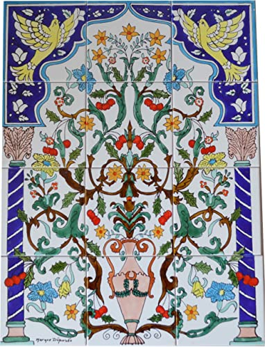 Fliesenbild Keramikfliesen Orientalisch Handbemalt Wandfliesen Mediterran 12-80 von Pawakabano