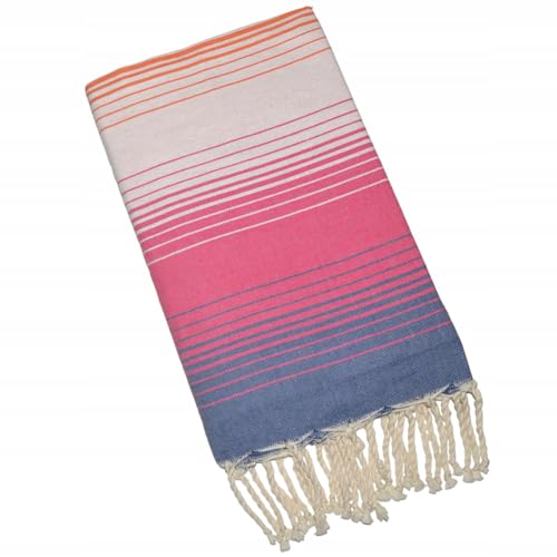 Pawakabano Fouta Hamamtuch Saunatuch Strandtuch Baumwolltuch Badetuch Baumwolle Schattiert ca. 200x100 cm (Creme-Burgund-Orange-Türkis) von Pawakabano