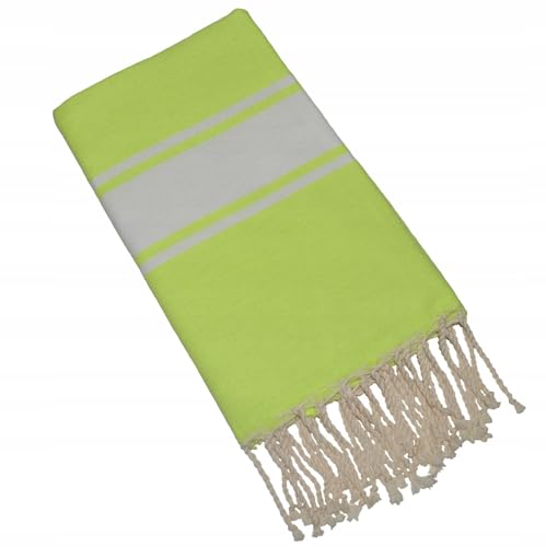 Pawakabano Fouta Hamamtuch Saunatuch Strandtuch Baumwolltuch Badetuch Baumwolle ca. 200x100 cm (Neon-Zitrone) von Pawakabano