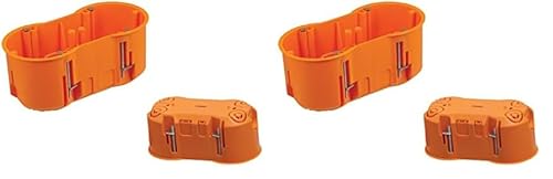 Pawbol 2-Fach Hohlwanddose Tiefe 60mm Fräsloch 2 x Ø 68 mm mit 4 vormontierten Geräteschrauben (Packung mit 2) von PAWBOL