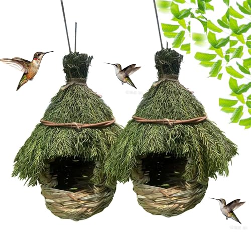 Pawcean 2er Set Vogelnester aus Naturmaterialien Nistkästen & Nest für kleinen Garten für Wellensittiche 30 x 20 cm von Pawcean