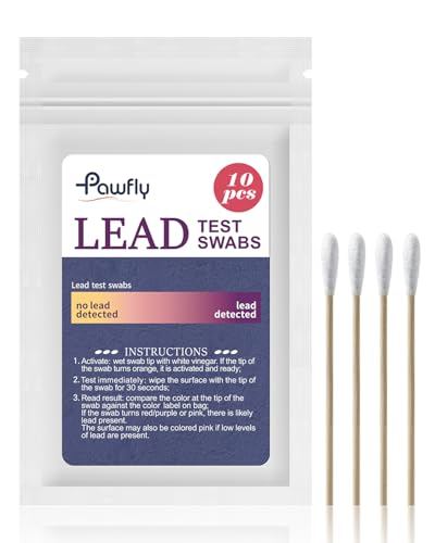 Pawfly 10 Stück Blei-Test-Kit Schnelle Bleitesttupfer für zu Hause (nur mit Essig verwenden) mit Ergebnissen in 30 Sekunden Sofortige Bleitesttupfer für lackierte Oberflächen Geschirr von Pawfly