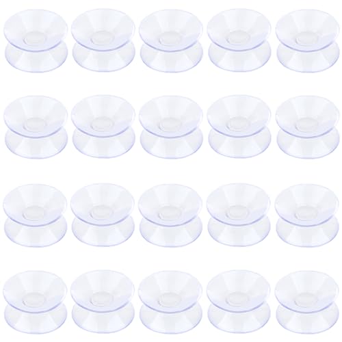 Pawfly Packung mit 20 doppelseitigen Saugnäpfen 3 cm Klar PVC Plastik Saugnäpfe für Glas Tisch Spiegel von Pawfly