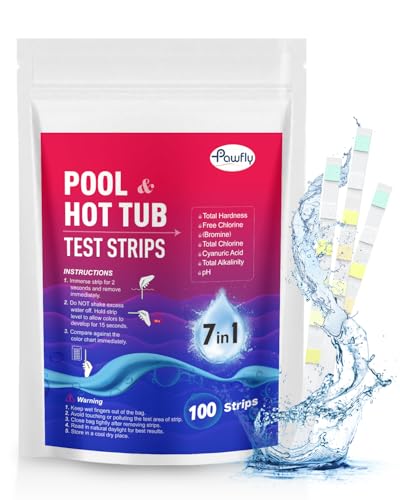 Pawfly 7 in 1 Pool Teststreifen, Pool Spa und Hot Tub Teststreifen, 100 schnelle und genaue Streifen, Pool Wasser-Test-Kit für pH-Wert freies Chlor Gesamtchlor Härte Brom Cyanursäure & Alkalinität Pawfly 7 in 1 Pool Teststreifen, Pool Spa und Hot Tub Teststreifen, 100 schnelle und genaue Streifen, Pool Wasser-Test-Kit für pH-Wert freies Chlor Gesamtchlor Härte Brom Cyanursäure & Alkalinität von Pawfly