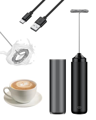 Pawfly Akku-Milchschäumer Handheld Edelstahl-Schneebesen tragbarer Kaffeeschäumer elektrischer Mixer für Cappuccino Latte Matcha Heiße Schokolade von Pawfly
