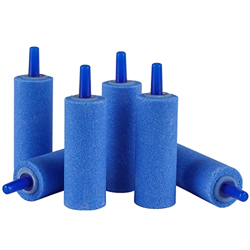 Pawfly Aquarium 5cm Luftstein Zylinder Blau Blase Diffusor Release Tool für Nano Luftpumpen Kleine Fischbecken Eimer und DWC Reservoirs, 6 Pack von Pawfly