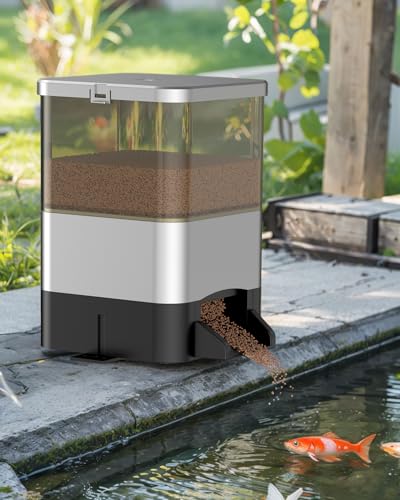 Pawfly Automatic Fish Feeder for Pond 7.5 L Large Capacity Vacation Timer Pond Fish Feeder Adjustable Fish Food Dispenser Moisture-Proof Outdoor Koi Fish Feeder, Battery Powered (Battery Not Included) von Pawfly