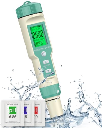 Pawfly pH Stift & ORP Messgerät, 7 in 1 pH ORP S.G Salinität TDS EC & Temperatur Messgerät, Digital Salinität Tester pH Messgerät für Schwimmbad Trinkwasser Aquarium Hot Tub Salzwasser & Spa von Pawfly