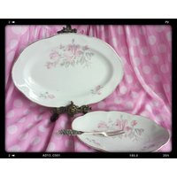 Antik Arabia Finland Porzellan Rosa Rosen Zwei Servierplatten von PawhillTreasures