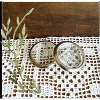 Vintage Frank M. Whiting & Co Geschliffene Glasuntersetzer Mit Sterling Silber Rand von PawhillTreasures