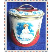 Vintage Retro Rot, Blau Und Gold Englisch | ? Cookie - Oder Candy Zinn von PawhillTreasures