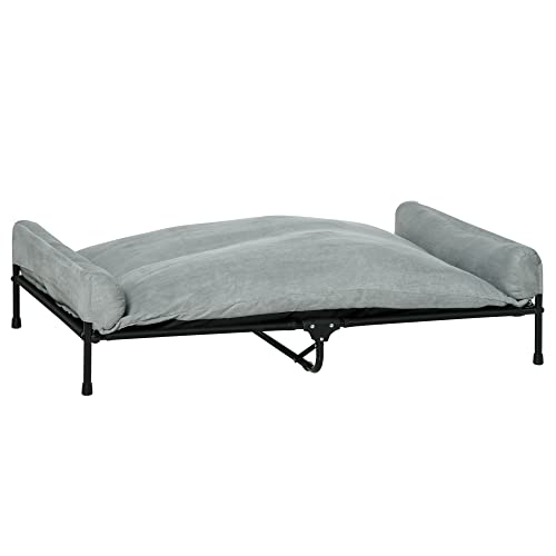 PawHut Erhöhtes Hundebett Hundeliege Haustierbett Schlafplatz Hundesofa Hundebett mit Kissen im Innen- und Außenbereich Netzstoff Schwarz+Hellgrau 120 x 80 x 30 cm von PawHut