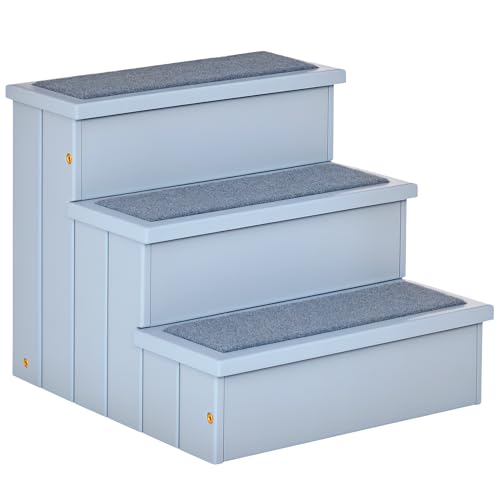 PawHut Hundetreppe 3 Stufen Katzentreppe Haustiertreppe Hundetreppe für Hunde und Katzen Tiertreppe Einstiegshilfe mit Teppich Stauraum für Sofa Bett Tannenholz Grau 40,5 x 44,5 x 38 cm PawHut Hundetreppe 3 Stufen Katzentreppe Haustiertreppe Hundetreppe für Hunde und Katzen Tiertreppe Einstiegshilfe mit Teppich Stauraum für Sofa Bett Tannenholz Grau 40,5 x 44,5 x 38 cm von PawHut