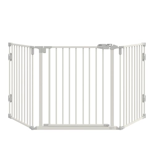 PawHut Hunde Absperrgitter Türschutzgitter Haustierschutzgitter verstellbar klappbar Kamingitter mit automatische schließenden Tür 3 Paneele für Ofen Wandmontage/Freistehend Weiß 202,5 x 76 cm PawHut Hunde Absperrgitter Türschutzgitter Haustierschutzgitter verstellbar klappbar Kamingitter mit automatische schließenden Tür 3 Paneele für Ofen Wandmontage/Freistehend Weiß 202,5 x 76 cm von PawHut