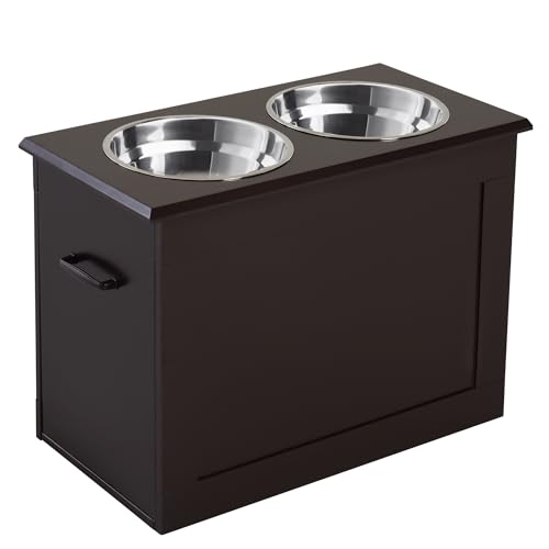 PawHut Erhöhter Hundenapf Futternapf mit Staumraum Wassernapf 2 x 2000ml Edelstahlnäpfen Hundenäpfe Fressnapf Futterstation für Hunde Katzen Espresso PawHut Erhöhter Hundenapf Futternapf mit Staumraum Wassernapf 2 x 2000ml Edelstahlnäpfen Hundenäpfe Fressnapf Futterstation für Hunde Katzen Espresso von PawHut