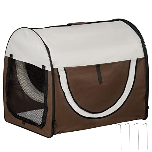 PawHut Hundebox faltbare Hundetransportbox Transportbox für Tier 2 Farben 5 Größen (XL (81x56x66 cm), kaffeebraun-creme) von PawHut