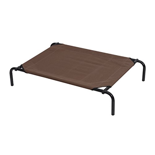 PawHut Hundebett Outdoor Hundeliege Katzenbett mit Mesh Haustierbett Schlafplatz Metall Oxford-Gewebe Kaffee 130 x 80 x 20 cm von PawHut