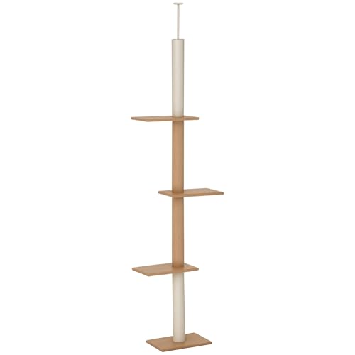PawHut Kratzbaum Deckenhoch, 228-260 cm Höhenverstellbarer Katzenbaum Kletterbaum für Katzen mit 3 Ebenen, Katzenkratzbaum, Spielbaum vom Boden bis zur Decke Khaki PawHut Kratzbaum Deckenhoch, 228-260 cm Höhenverstellbarer Katzenbaum Kletterbaum für Katzen mit 3 Ebenen, Katzenkratzbaum, Spielbaum vom Boden bis zur Decke Khaki von PawHut