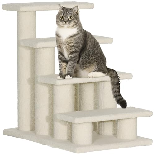 PawHut Tiertreppe Katzentreppe Hundetreppe Treppe für Katze und Hunde 4 Stufen Cremeweiß 63,5x43x60cm PawHut Tiertreppe Katzentreppe Hundetreppe Treppe für Katze und Hunde 4 Stufen Cremeweiß 63,5x43x60cm von PawHut