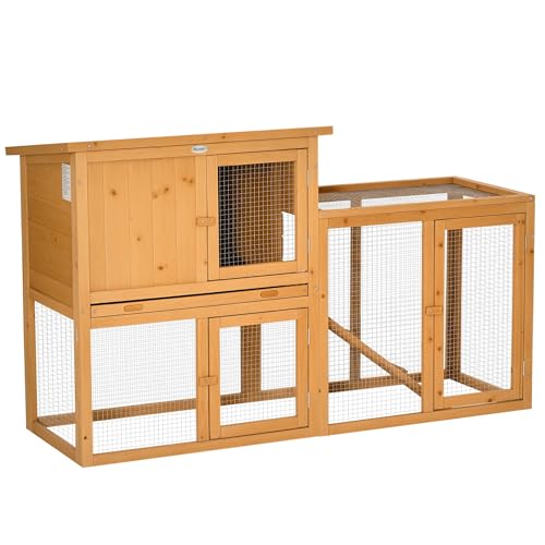 PawHut Kaninchenstall Kleintierstall mit herausnehmbarer Bodenwanne und Rampe Kleintierhaus Kleintierkäfig Outdoor Indoor Tannenholz Orange 141 x 60 x 86 cm PawHut Kaninchenstall Kleintierstall mit herausnehmbarer Bodenwanne und Rampe Kleintierhaus Kleintierkäfig Outdoor Indoor Tannenholz Orange 141 x 60 x 86 cm von PawHut