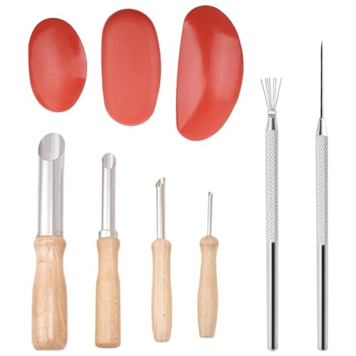 Pawlickio 9-Teiliges Ton-Bildhauer-Werkzeug mit Holzgriff, Töpfer-Schnitzwerkzeug-Set, Töpfer-Ton-Trimmwerkzeuge von Pawlickio