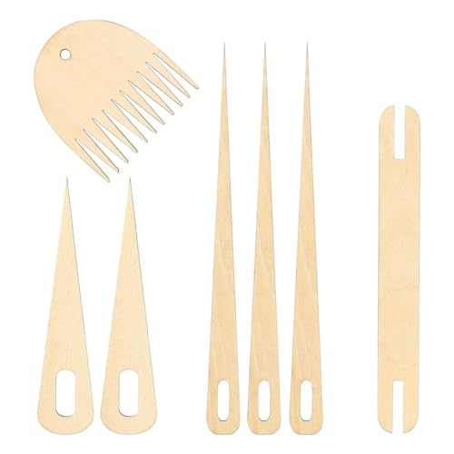 Pawlickio Das 7er-Pack -Handwebstuhl-Stäbchen-Set Enthält 5 Holzwebnadeln, 1 Holzschiffchen und 1 Holzwebkamm Pawlickio Das 7er-Pack -Handwebstuhl-Stäbchen-Set Enthält 5 Holzwebnadeln, 1 Holzschiffchen und 1 Holzwebkamm von Pawlickio