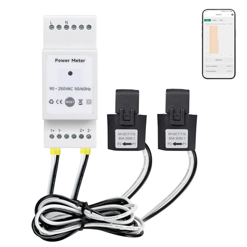 Intelligenter Energiemonitor – Tuya-konform, einphasig, Echtzeit-Spannung, Strom, Leistungsfaktor und aktive Leistungsmessung, mobile App-Steuerung, Alexa- und Google-Sprachunterstützung von Pawmate