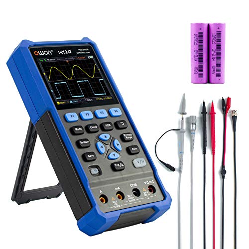 OWON HDS242 Handoszilloskop, 40MHz Bandbreite tragbares 2 in 1 Digitalmultimeter Oszilloskop, 20000 Zählungen mit 2 Kanal USB Typ C und 3,5 Zoll LCD Display(oszilloskop+multimeter) von OWON