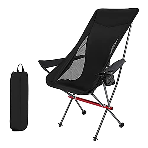 Pawnath Ultraleichter Klappbarer Campingstuhl Campingstuhl mit Hoher RüCkenlehne Outdoor Camping Strand Picknick Angeln Schwarz von Pawnath