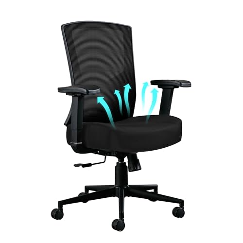 Pawom Bürostuhl Ergonomisch 200KG Schreibtischstuhl, Hoher Rücken Ergonomischer Stuhl Drehstuhl hat 2D Verstellbare Lordosenstütze, 105°Schaukeln Computerstuhl Mesh-Stuhl von Pawom