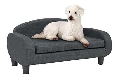 Paws & Purrs Modernes Haustier-Sofa, 80 cm breit, niedrige Rückenlehne, mit abnehmbarem Matratzenbezug, Espresso/Grau von Paws & Purrs