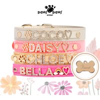 Personalisiertes Hundehalsband Mit Namen | Top Aus Weichem Leder 5 Größe Für Alle Rassen Vielzahl Von Farben Option Zum Hinzufügen Niedlichen Charms von PawsPawsStudio