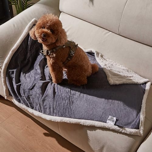 Fleece Haustierdecke Flauschig Waschbar Sherpa Plüsch Kuscheldecke Hundebett für Hunde Welpen Katzen, 114 x 76cm von Pawsee