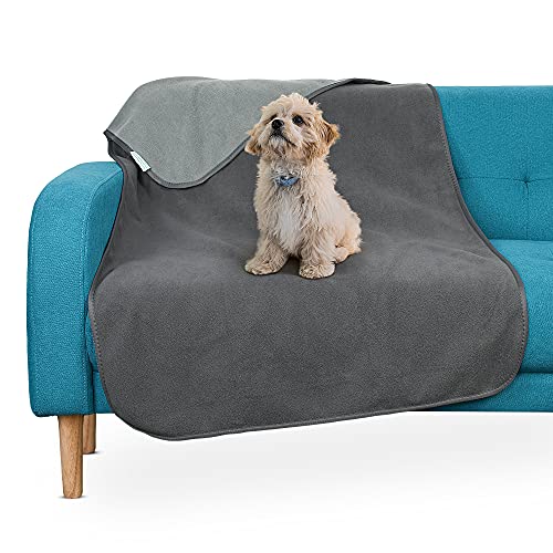 Pawsee wasserdichte Hundedecke, Haustierdecke wasserdichte Decke Sofa Welpe Katze Fleece Überwurf Bett Autositz Möbel Schutz Abdeckung Groß 125x75cm Gray von Pawsee