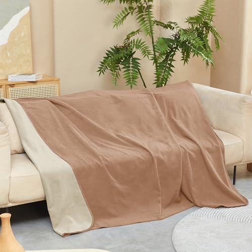 Pawsee wasserdichte Hundedecke, Haustierdecke wasserdichte Decke Sofa Welpe Katze Fleece Überwurf Bett Autositz Möbel Schutz Abdeckung Groß 203×152cm Taupe von Pawsee