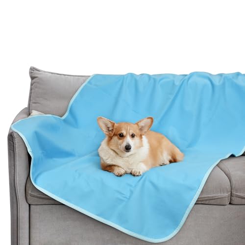 Pawsee wasserdichte Kühldecke Hunde Katze, Waschbar Hundedecke Kühlend, wasserdichte Hunde Kühlmatte für Sofa Bett Outdoor, Verwendbarer Überwurf Couchbezug Möbelschutz, 150 x 130 cm, Blau von Pawsee