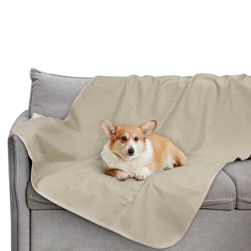 Pawsee wasserdichte Kühldecke Hunde Katze, Waschbar Hundedecke Kühlend, wasserdichte Hunde Kühlmatte für Sofa Bett Outdoor, Verwendbarer Überwurf Couchbezug Möbelschutz, 75 x 50 cm, Taupe von Pawsee