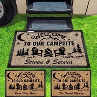 Camping Rv Personalisierte Fußmatte Willkommen Campsite Decor von Pawsonalize