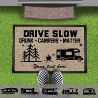 Drive Slow Drunk Campers Matter Fußmatte, Camping Geschenk, Rvs Camper, Traktor Wohnmobil von Pawsonalize