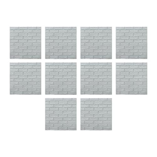 3D-Wandpaneele zum Abziehen und Aufkleben, selbstklebende Wandfliesen für Schlafzimmer, Badezimmer, Küche, Spritzschutz, Dekoration, 70 x 77 cm, Hellgrau, 10 Stück 3D-Wandpaneele zum Abziehen und Aufkleben, selbstklebende Wandfliesen für Schlafzimmer, Badezimmer, Küche, Spritzschutz, Dekoration, 70 x 77 cm, Hellgrau, 10 Stück von PawwJoy