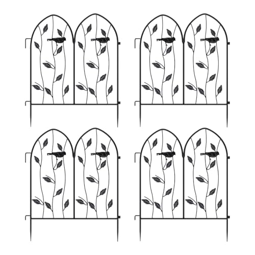 4 Stück Metall-Gartenzäune, Bordüre, gewölbte Dekoration, Metallzaunpaneele, Landschaft, Tierbarriere, 60 cm Höhe, Schwarz 4 Stück Metall-Gartenzäune, Bordüre, gewölbte Dekoration, Metallzaunpaneele, Landschaft, Tierbarriere, 60 cm Höhe, Schwarz von PawwJoy