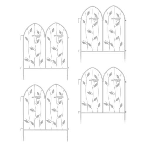 4 Stück Metall-Gartenzäune, Bordüre, gewölbte Dekoration, Metallzaunpaneele, Landschaft, Tierbarriere, 60 cm Höhe, Weiß von PawwJoy